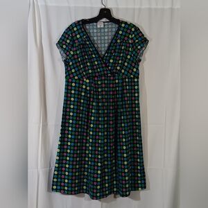 Motherhood Maternity Womens Large Knit Dress V-neck Empire Waist Dress Polka Dot
